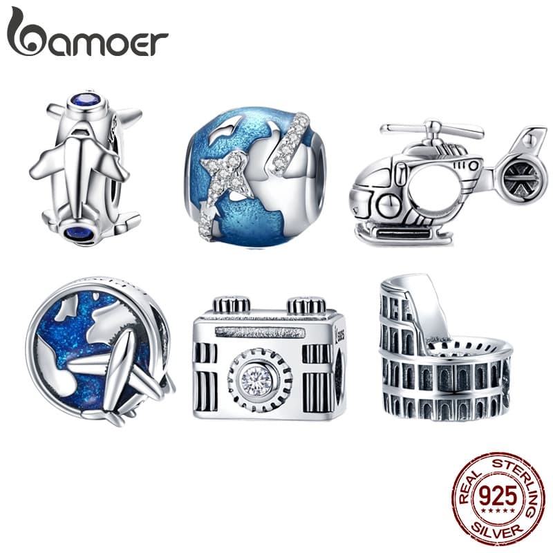 Ảnh Bamoer Hạt Xỏ Lỗ Bằng Bạc 925 Hình Máy Ảnh & Khinh Khí Cầu diy Làm Quà Tặng Cho Nữ 2