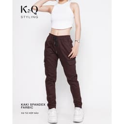 Thumbnail Quần túi hộp kaki co giãn K&QSTYLING màu nâu giới hạn PVN1121 cao cấp 1