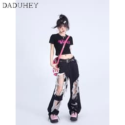 Thumbnail DaDuHey New American Ins High Street Hip Hop Jeans WOMEN'S Niche High Waist Loose Wide Leg Pants Trousers 4
