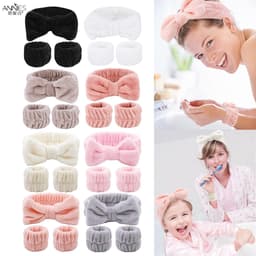 Thumbnail Bộ 3 Băng Đô Lông Cừu San Hô Thấm Hút Nước Tiện Dụng Rửa Mặt / Cổ Tay 1