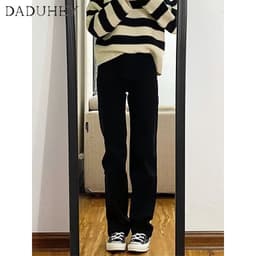 Thumbnail DaDuHey New American Style Ins High Street Thin Jeans Niche High Waist Flared Pants Large Size Trousers 4