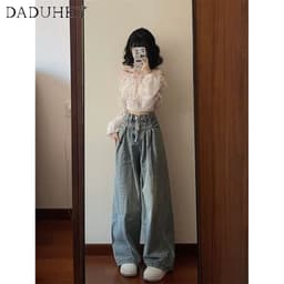 Thumbnail DaDuHey New American Ins High Street Retro Casual Jeans Niche High Waist Wide Leg Pants Large Size Trousers 3