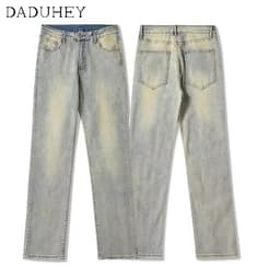 Thumbnail DaDuHey New American Ins High Street Retro Stretch Jeans Niche High Waist Straight Pants Large Size Trousers 3