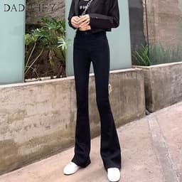 Thumbnail Quần jean dài DADUHEY ống rộng loe nhẹ co giãn cạp cao thời trang phong cách Hàn Quốc cho nữ 2
