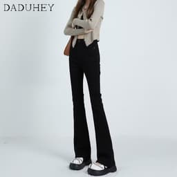 Thumbnail DaDuHey New American Style Ins High Street Elastic Casual Jeans Niche Micro Flared Pants Large Size Trousers 2