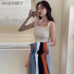 Thumbnail Áo hai dây DADUHEY dệt kim co dãn màu trơn thời trang Hàn Quốc 2023 1