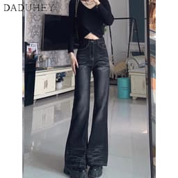 Thumbnail DaDuHey New American Ins High Street Retro Micro Flared Jeans Niche High Waist Wide Leg Pants Trousers 3