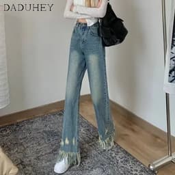 Thumbnail Quần jeans nữ DADUHEY ống rộng lưng cao phong cách đường phố cao cấp cỡ lớn 2