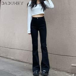 Thumbnail Quần jean DADUHEY ôm dáng cạp cao ống loe phong cách Hàn Quốc cỡ lớn 3