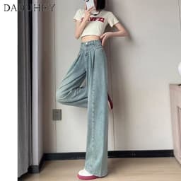 Thumbnail Quần jean dài DADUHEY lưng cao ống rộng size lớn phong cách retro Mỹ đường phố mới 2