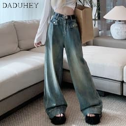 Thumbnail DaDuHey New American Ins High Street Washed Jeans Niche High Waist Loose Wide Leg Pants Large Size Trousers 2