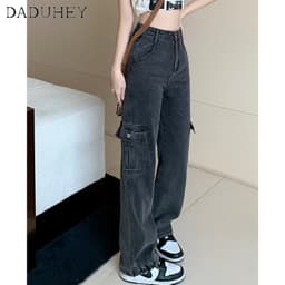 Thumbnail DaDuHey New American Ins High Street Retro Multi-pocket Workwear Jeans Niche High Waist Wide Leg Pants Trousers 3