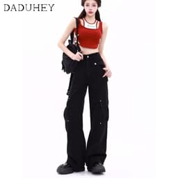 Thumbnail DaDuHey New American Ins High Street Retro Workwear Casual Pants Niche High Waist Loose Wide Leg Pants Trousers 3