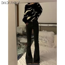 Thumbnail DaDuHey New American Ins High Street Stretch Jeans Niche High Waist Wide Leg Pants plus Size Trousers 2