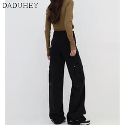 Thumbnail DaDuHey New American Ins High Street Retro Casual Pants Niche High Waist Loose Wide Leg Pants Large Size Trousers 3