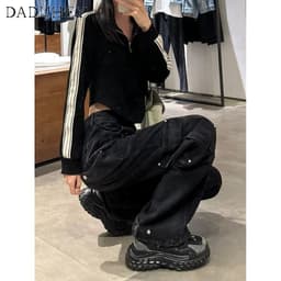 Thumbnail DaDuHey New American Ins High Street Multi-pocket Casual Overalls Niche High-waisted Wide-leg Pants 3