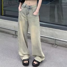 Thumbnail Quần jeans DADUHEY lưng cao phong cách đường phố Mỹ cổ điển thời trang cao cấp 4