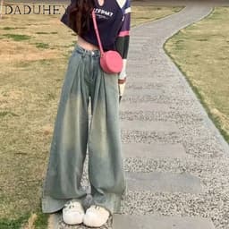 Thumbnail Quần jeans DADUHEY ống rộng phong cách đường phố Mỹ cổ điển cao cấp size lớn 2