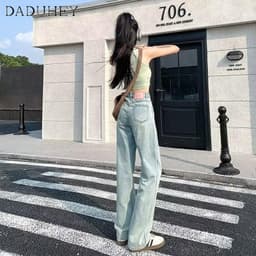Thumbnail Quần jean mỏng dài DADUHEY size lớn ống rộng cạp cao thời trang retro đường phố cao cấp kiểu Mỹ 4