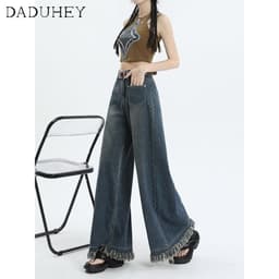 Thumbnail DaDuHey New American Ins High Street Retro Raw Edge Jeans Niche High Ah Yo Loose Wide Leg Pants Trousers 2