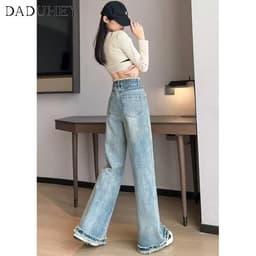 Thumbnail Quần jeans DADUHEY cạp cao dáng rộng phong cách Mỹ thời trang cổ điển 2