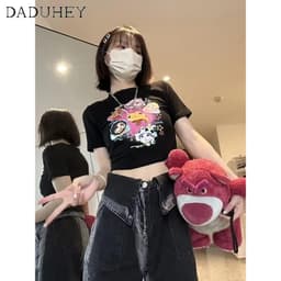 Thumbnail Quần jean dài DADUHEY size lớn ống rộng cạp cao thời trang retro thường ngày đường phố cao cấp kiểu Mỹ 4