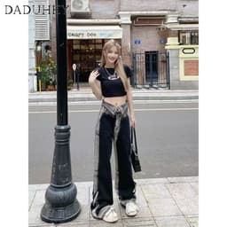 Thumbnail Quần jean DADUHEY ống rộng phong cách đường phố Mỹ cổ điển cao cấp size lớn 4