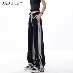 Thumbnail DaDuHey New American Ins High Street Retro Casual Jeans Niche High Waist Loose Wide Leg Pants Large Size Trousers 2