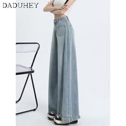 Thumbnail DaDuHey New American Ins High Street Retro Raw Edge Jeans Niche High Waist Loose Wide Leg Pants Trousers 4
