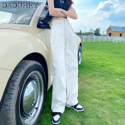 Thumbnail Quần jeans DADUHEY lưng cao ống rộng phong cách đường phố cổ điển thời trang 2023 plus size 4