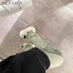 Thumbnail DaDuHey New American Ins High Street Retro Jeans Niche High Waist Elastic Straight Pants plus Size Trousers 2