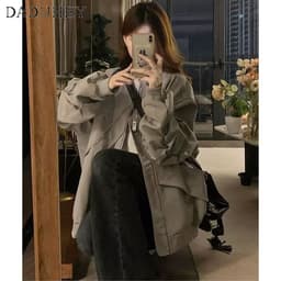 Thumbnail Quần jeans DADUHEY ống loe lưng cao phong cách đường phố Mỹ cao cấp cỡ lớn 3