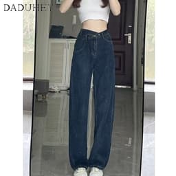 Thumbnail Quần jean DADUHEY lưng cao ống rộng phong cách đường phố Mỹ cổ điển cao cấp cỡ lớn 4