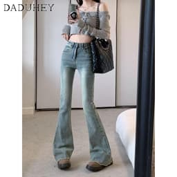 Thumbnail DaDuHey New American Ins High Street Retro Raw Edge Micro-flared Jeans Niche High Waist Wide Leg Pants Trousers 4
