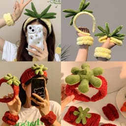 Thumbnail Aijolen Băng Đô Cài Tóc Vải Bông Họa Tiết Dâu Tây / Dứa Hoạt Hình Dễ Thương Dùng Khi Rửa Mặt 1