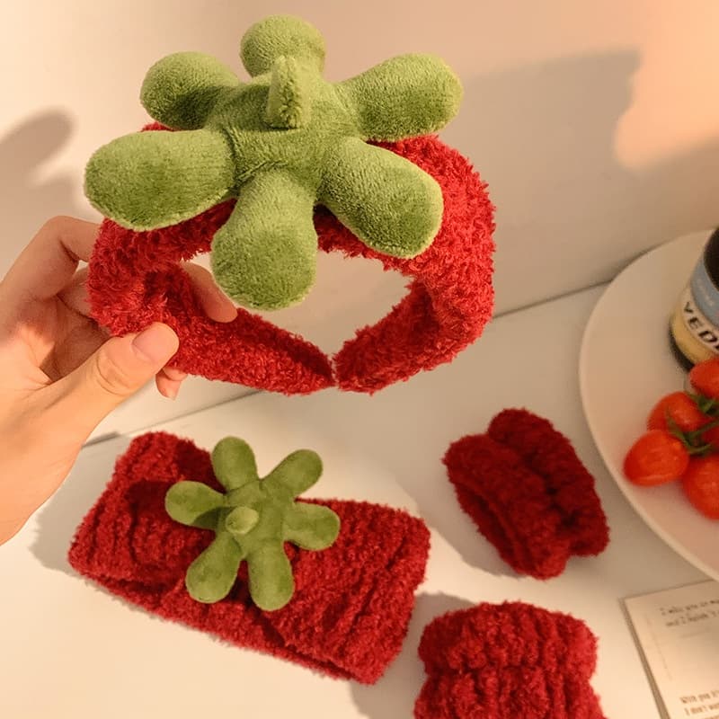 Ảnh Aijolen Băng Đô Cài Tóc Vải Bông Họa Tiết Dâu Tây / Dứa Hoạt Hình Dễ Thương Dùng Khi Rửa Mặt 4