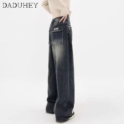 Thumbnail Quần jean DADUHEY cạp cao ống rộng phong cách đường phố Mỹ thời trang cao cấp 2023 size lớn 3