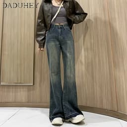 Thumbnail Quần jeans DADUHEY ống loe dáng rộng lưng cao phong cách đường phố Mỹ cao cấp cỡ lớn 3