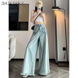 Thumbnail Quần jean DADUHEY ống rộng lưng cao phong cách đường phố Mỹ cổ điển thời trang 2