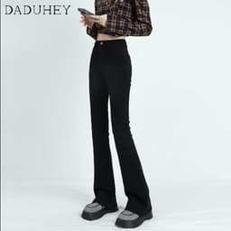 Thumbnail DaDuHey New American Ins High Street Retro Stretch Micro-flare Jeans Niche High Waist Wide Leg Pants Trousers 3