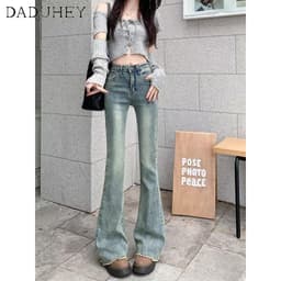 Thumbnail DaDuHey New American Ins High Street Retro Raw Edge Micro-flared Jeans Niche High Waist Wide Leg Pants Trousers 3