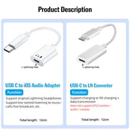 Thumbnail Cáp chuyển đổi sạc/âm thanh tai nghe FONKEN USB C sang iOS thích hợp cho iPhone 15 Pad Pro Samsung 2