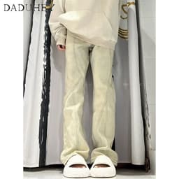 Thumbnail Quần jean dài DADUHEY size lớn dáng suông cạp cao thời trang retro đường phố cao cấp kiểu Mỹ 3