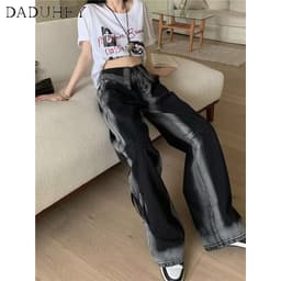 Thumbnail Quần jean DADUHEY dài mỏng ống rộng thoải mái cạp cao thời trang retro đường phố cao cấp kiểu Mỹ 2