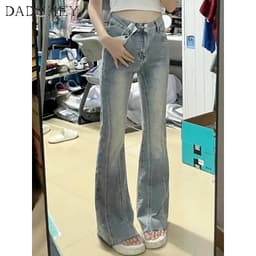 Thumbnail Quần jeans DADUHEY cạp cao ống loe phong cách đường phố Mỹ cao cấp cỡ lớn 2