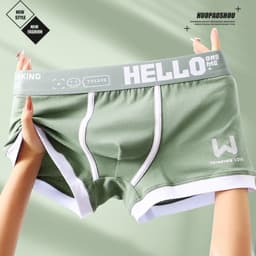 Thumbnail Ecmn Hello Nam Cotton Boxers In Chữ Tương Phản Màu Sắc Thanh Thiếu Niên Quần Lót Plus Kích Thước 2