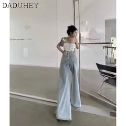 Thumbnail Quần dài DADUHEY size lớn ống rộng thoải mái cạp cao thời trang retro đường phố cao cấp kiểu Mỹ 3