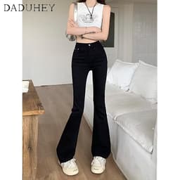 Thumbnail Quần jean DADUHEY ống loe cạp cao dáng rộng phong cách đường phố Mỹ cổ điển cao cấp plus size 2