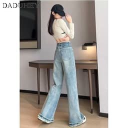 Thumbnail Quần jean DADUHEY cạp cao dáng rộng phong cách Mỹ cổ điển cỡ lớn 4