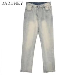 Thumbnail DaDuHey New American Ins High Street Retro Jeans Niche High Waist Straight Pants plus Size Trousers 4